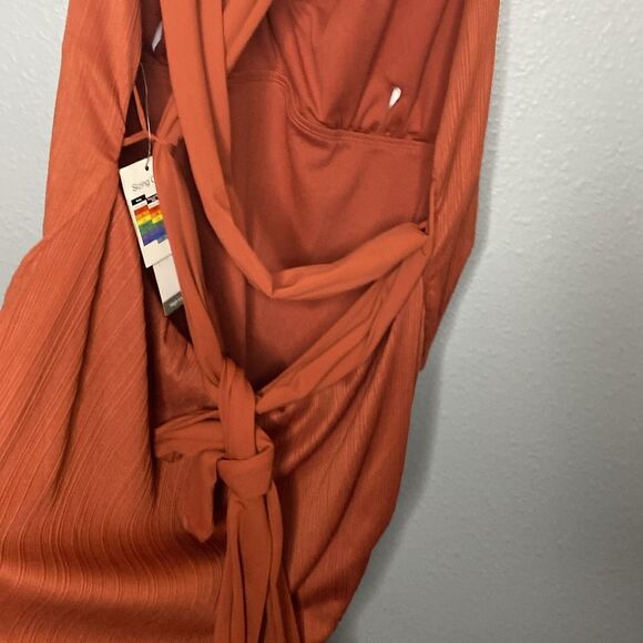 Time and Tru Women's Rusty Brick Wrap One-Piece Swimsuit with Tie Waist Size XL - Picture 7 of 8